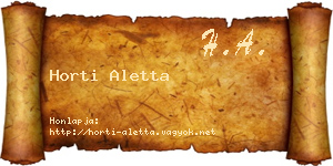 Horti Aletta névjegykártya